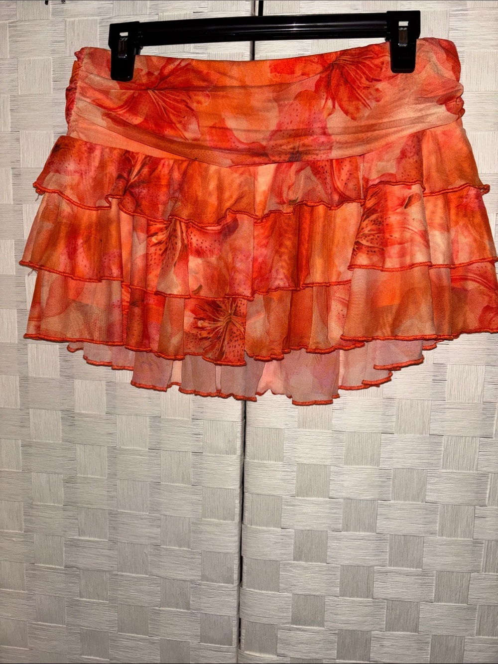 Windsor orange floral ruffle halter top and skort set